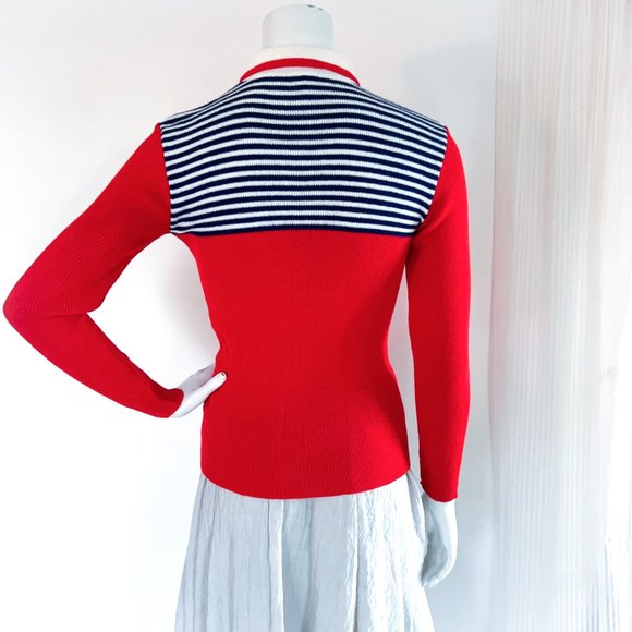 Vintage Little Lisa Red White / Blue Stripe Sweater Made in Italy - Picture 2 of 5